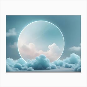 An Abstract Image Of A Glowing, White Circle In A Field Of Clouds Against A Blue Sky, Creating A Sense Of Wonder And Possibility Canvas Print