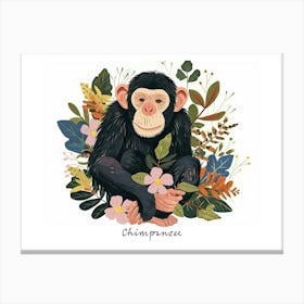 Little Floral Chimpanzee 3 Poster Canvas Print
