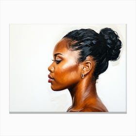 Side Profile Of Beautiful Woman Oil Painting 148 Canvas Print