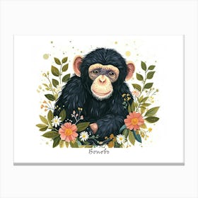 Little Floral Bonobo 3 Poster Canvas Print