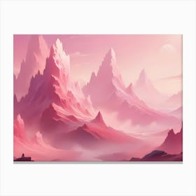 Pink Mountain Landscape Dreamy Fantasy Scene Canvas Print