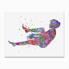Watercolor Girl Exercising Canvas Print