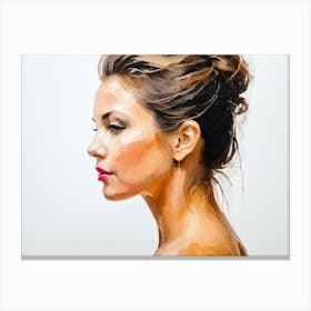 Side Profile Of Beautiful Woman Oil Painting 83 Canvas Print