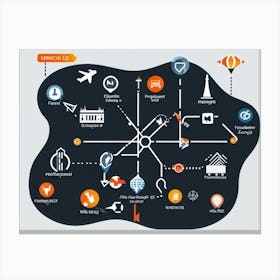 A Detailed Graphic Illustration Of Global Positioning System Icons And Symbols Floating Seamlessly (2) Canvas Print