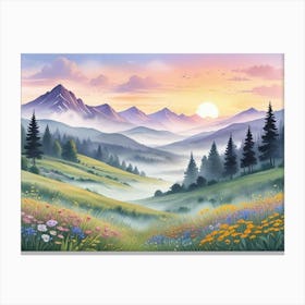 Sunset In The Mountains 1 Canvas Print