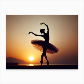 Ballerina Silhouette At Sunset Canvas Print
