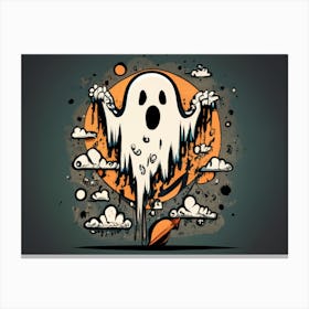 Ghost halloween painitng 04 Canvas Print