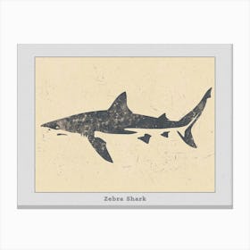 Zebra Shark Silhouette 5 Poster Canvas Print