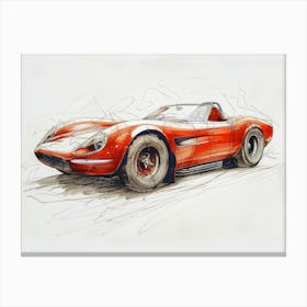 Drawing Of A Red Sports Car Canvas Print