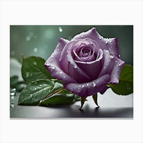 Purple Rose With Raindrops Canvas Print