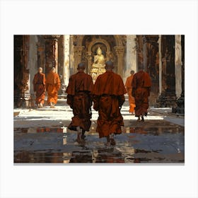 Monks Walking 1 Canvas Print