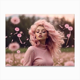 Pink Hair Dandelion Canvas Print