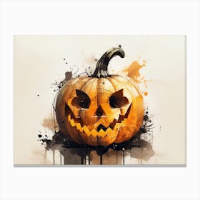 Getaucht in Schatten, erwacht zum Gruseln: Kürbis-Kunstwerk für Halloween II Canvas Print