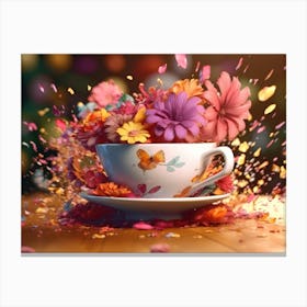 Cup Of Flowers Canvas Print