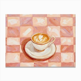 Heart Cappucino Checkerboard Canvas Print