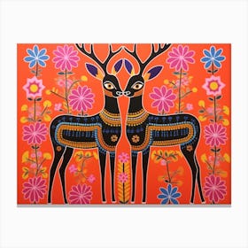 Impala 3 Folk Style Animal Illustration Canvas Print