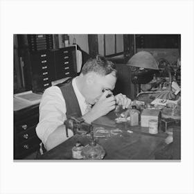 Jewler Repairing A Watch, San Augustine, Texas By Russell Lee Canvas Print