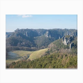 Forest, meadow and rocks in Saxon Switzerland Canvas Print