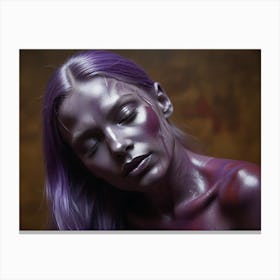 Woman Covered In Purple Paint Canvas Print