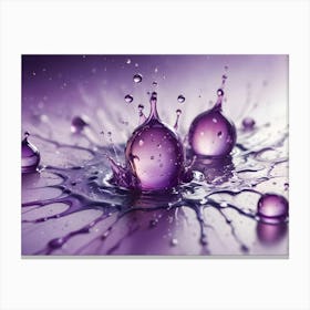 Close Up Of A Purple Water Splash With Droplets Suspended In Mid Air, Creating A Dynamic And Abstract Composition Canvas Print