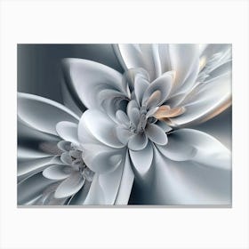 3d Abstract Fractal Fantastic Flower Silk Gray Background Canvas Print