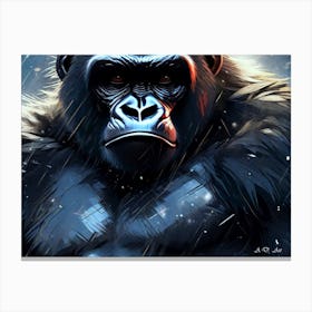 Angry Gorilla Centered Looking At You as a Color Drawing Paint Art Canvas Print