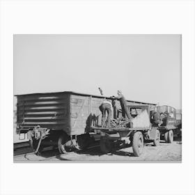 Loading Scrap Iron Into Freight Cars, Oklahoma City, Oklahoma, Proximity Of Oil Fields Accounts For The Large Amoun Canvas Print
