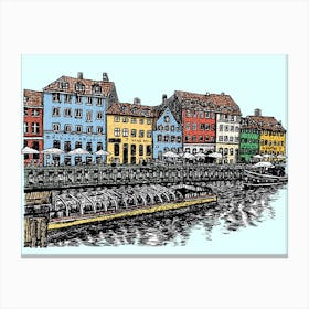 Nyhavn, Copenhagen Illustration Leinwandbild