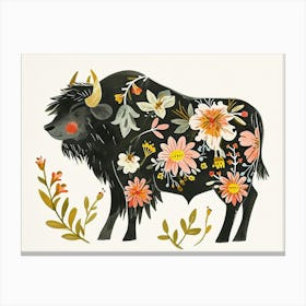 Little Floral Bison 2 Canvas Print