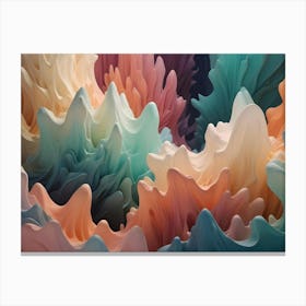 Abstract Landscape Of Flowing, Colorful Shapes, Resembling Clouds, Waves, Or Coral Reefs, Creating A Sense Of Motion And Fantasy Canvas Print