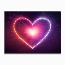 A Colorful Glowing Heart On A Dark Background Horizontal Composition 12 Canvas Print