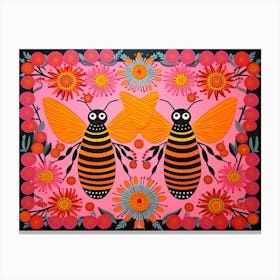 Honey Bee 1 Folk Style Animal Illustration Canvas Print