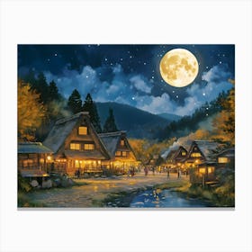 Moonlight Village Canvas Print