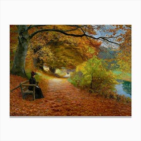 A Wooded Path in Autumn (1902) by Hans Anderson Brendekilde | Oil on Canvas | Remastered HD Immaculate Canvas Print