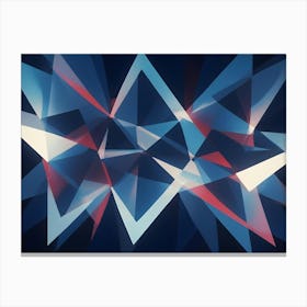 Abstract Background With Overlapping Triangles In Blue, White, And Red, Creating A Sense Of Depth And Dimension Canvas Print