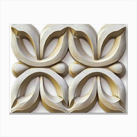 Seamless Relief Sculpture Retro Pattern Curve Cross Spiral Frame Line Botanic Plant Leaf Flower Canvas Print