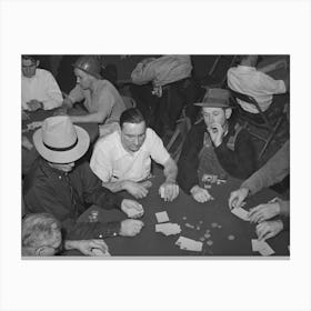 Poker Game Of Construction Workers At Canteen, Shasta Dam, Shasta County, California By Russell Lee Canvas Print