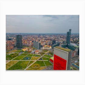 Stampa di Milano. Skyscrapers view from above. Aerial Photography Canvas Print