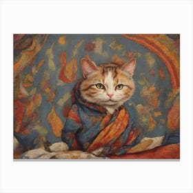 Cat In A Blanket Canvas Print