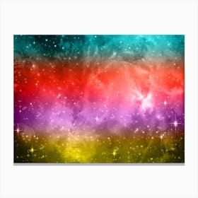 Yellow, Violet, Red, Teal Galaxy Space Background Canvas Print