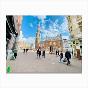 People Walking In A City Canvas Print