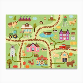 Rustic Map Farm Animal Ranch Canvas Print