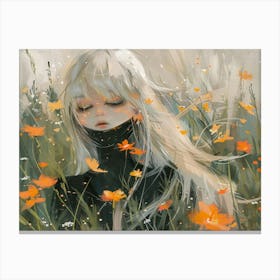 Girl In Flowers 2 Canvas Print