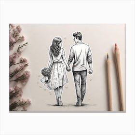 Leonardo Diffusion Couple Holding Hand Tshirt Design Sticker 4 1 (1) Canvas Print