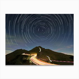 Star Trails Over A Mountain Canvas Print