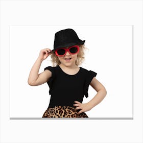 Little Girl In Leopard Dress Canvas Print