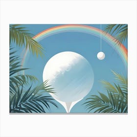 Tropical Scene With Rainbow And Moon 2 Canvas Print