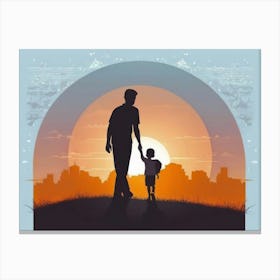 Silhouette Of A Father And Son Father's Day 1 Canvas Print