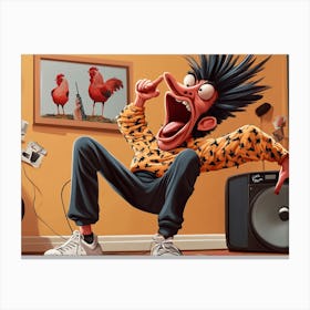 Rooster Funny Cartoon Canvas Print