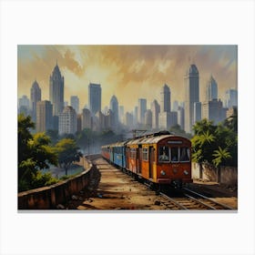 Train In The City Canvas Print